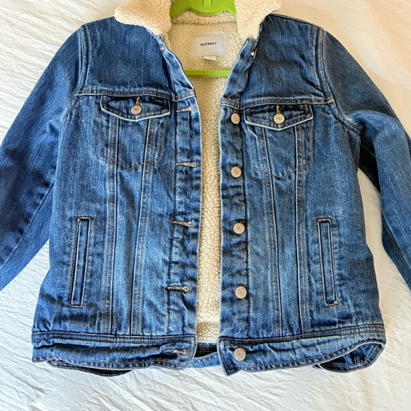 Old Navy Women's Blue Denim Sherpa Trucker Jacket - Picture 3 of 15